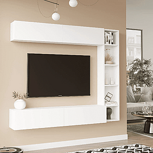 מזנון צף בשילוב מדפים דגם שיראל מבית Twins Design מזנון צף בשילוב מדפים דגם שיראל מבית Twins Design