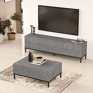 סט מזנון ושולחן בצבע אפור בטון דגם שירה מבית Twins Design סט מזנון ושולחן בצבע אפור בטון דגם שירה מבית Twins Design