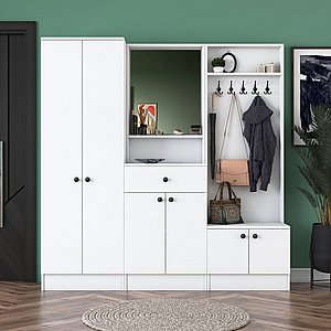 ארון שירות לחדר כניסה בצבע לבן דגם חגית מבית Twins Design ארון שירות לחדר כניסה בצבע לבן דגם חגית מבית Twins Design