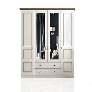 ארון בגדים 4 דלתות 2 מגירות ומראה ברוחב 140 דגםKlistra מבית Twins Design