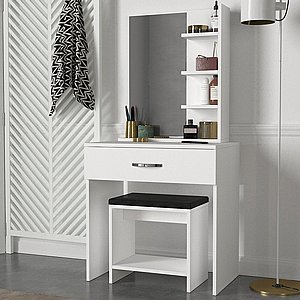 שידת איפור בצבע לבן דגם queen מבית Twins Design שידת איפור בצבע לבן דגם queen מבית Twins Design